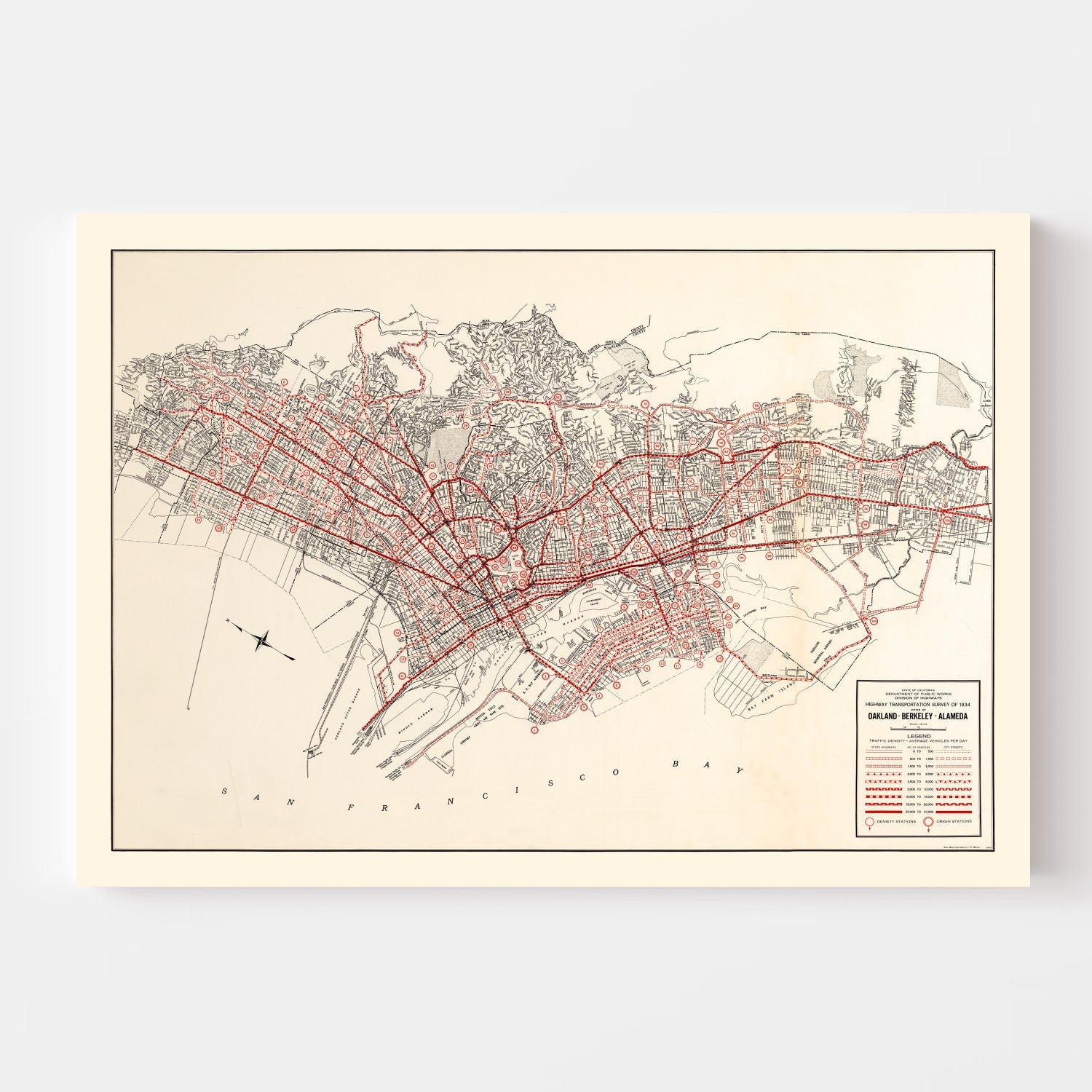 Vintage Map of Oakland, California 1935