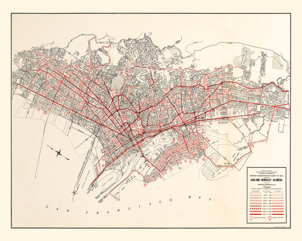 Vintage Map of Oakland, California 1935