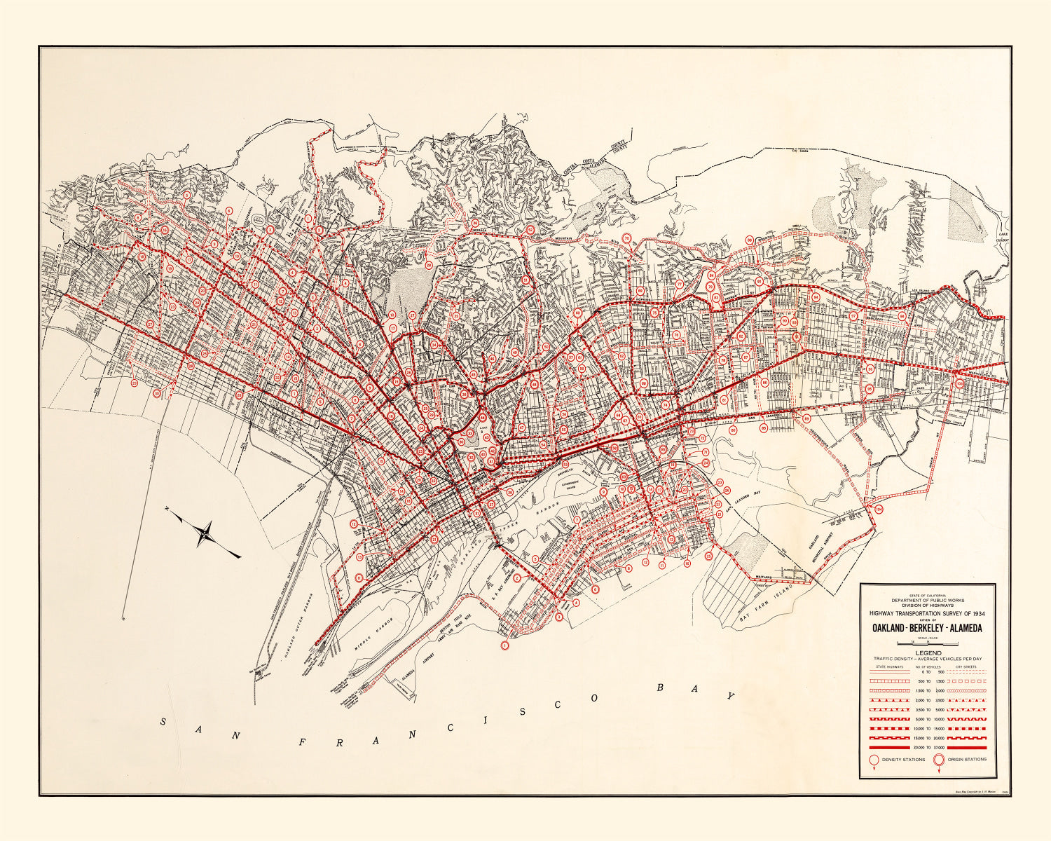 Vintage Map of Oakland, California 1935