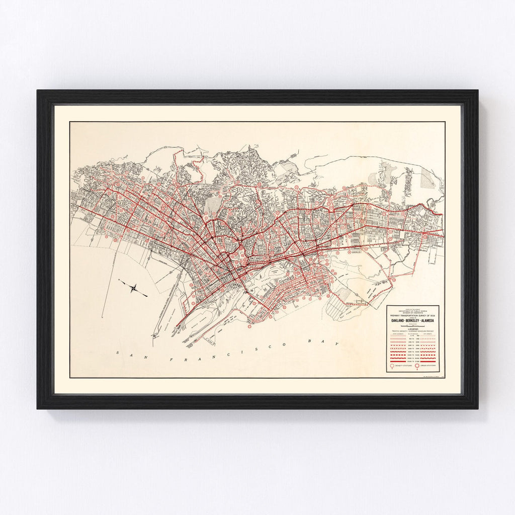 Vintage Map of Oakland, California 1935