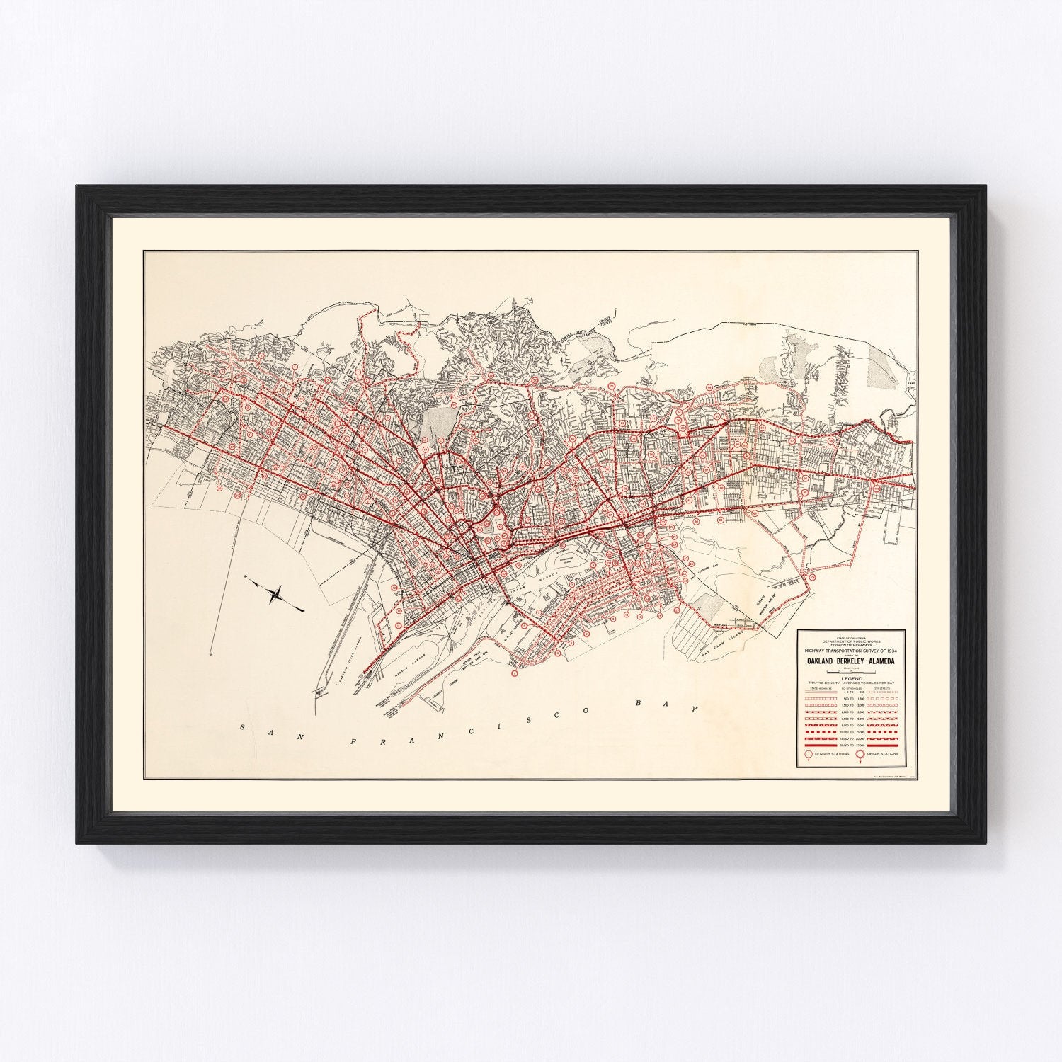 Vintage Map of Oakland, California 1935