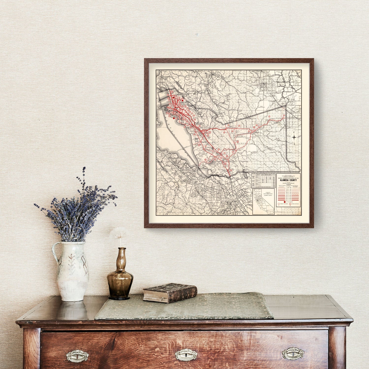 Vintage Map of Alameda County, California 1935