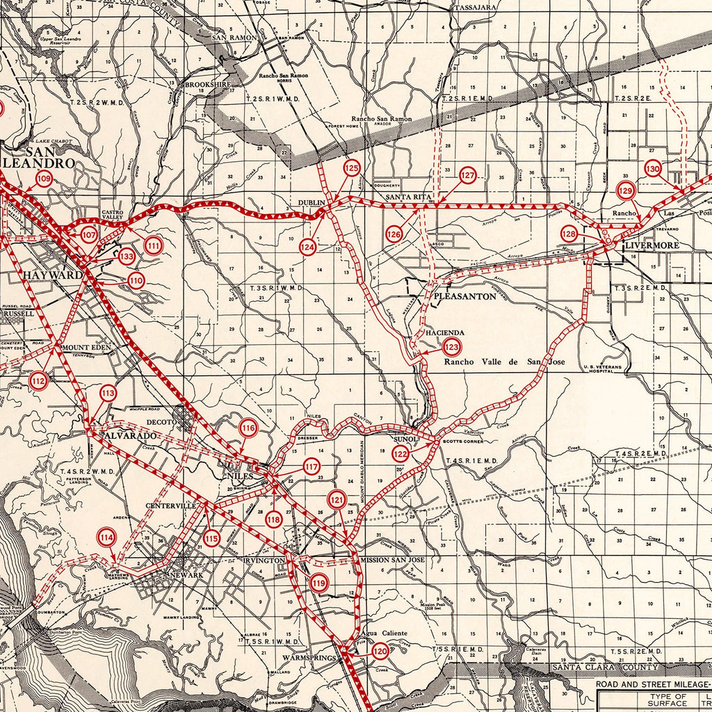 Vintage Map of Alameda County, California 1935