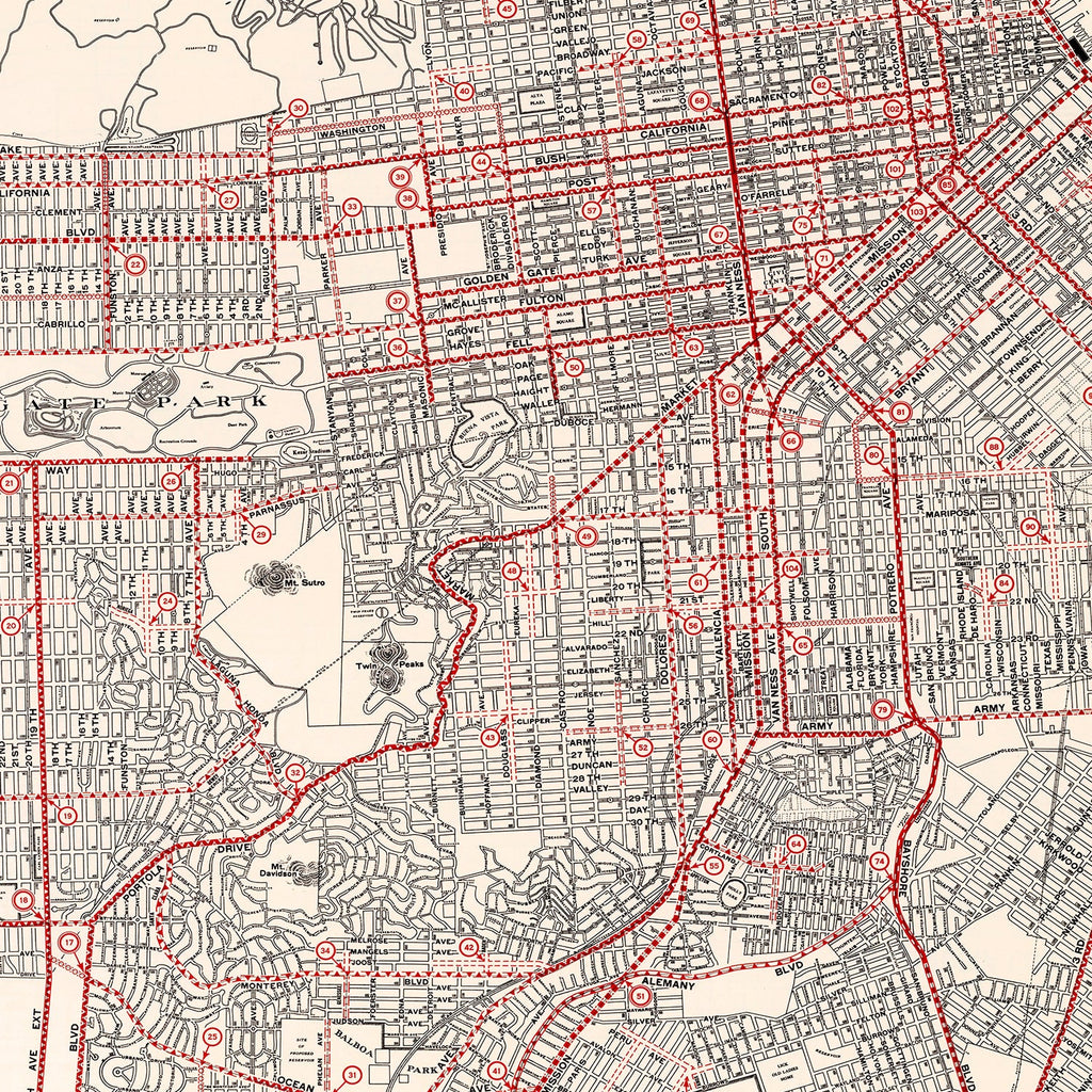 Vintage Map of San Francisco County, California 1935