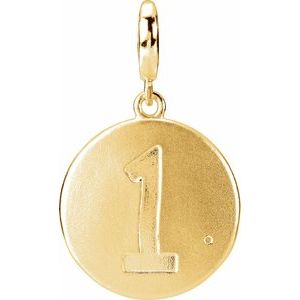 14K Yellow Gold Accented Numeral 1 Charm/Pendant Mounting