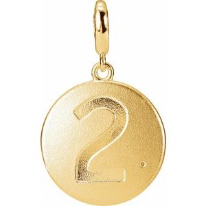 14K Yellow Gold Accented Numeral 2 Charm/Pendant Mounting