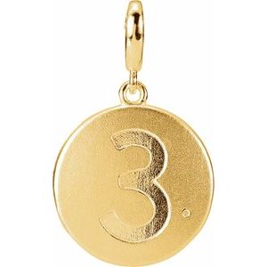 14K Yellow Gold Accented Numeral 3 Charm/Pendant Mounting
