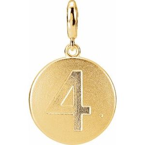 14K Yellow Gold Accented Numeral 4 Charm/Pendant Mounting