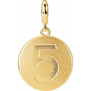 14K Yellow Gold Accented Numeral 5 Charm/Pendant Mounting