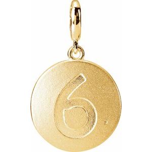 14K Yellow Gold Accented Numeral 6 Charm/Pendant Mounting