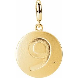 14K Yellow Gold Accented Numeral 9 Charm/Pendant Mounting