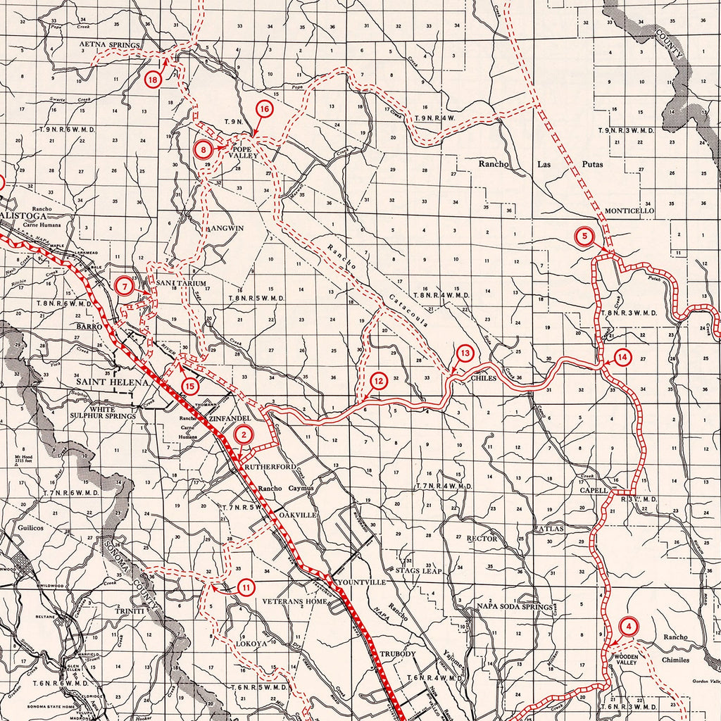 Vintage Map of Napa County, California 1935