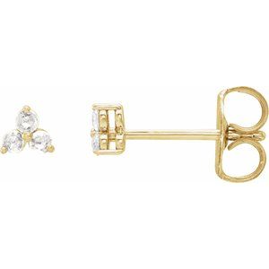 14K Yellow Gold .05 CTW Rose-Cut Natural Diamond Three-Stone Earrings
