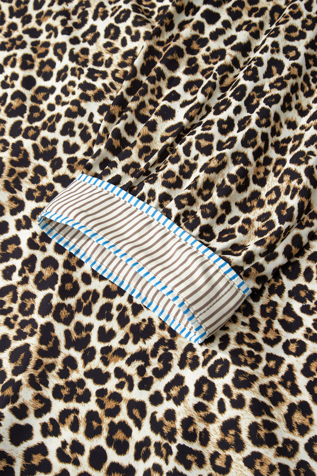 Plus Size Leopard Stripe Trim V-Neck Mini Dress
