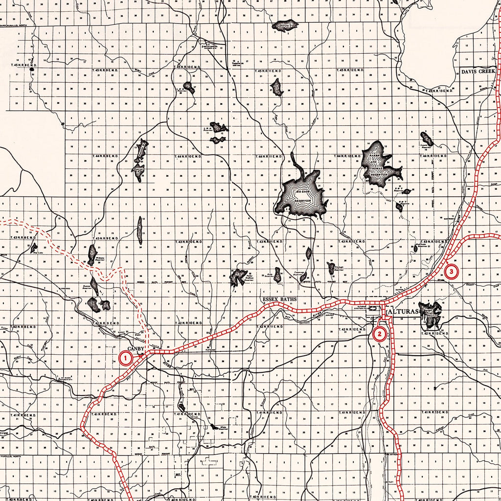 Vintage Map of Modoc County, California 1935