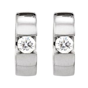 14K White Gold 1/2 CTW Natural Diamond Hinged Hoop Earrings – image 2