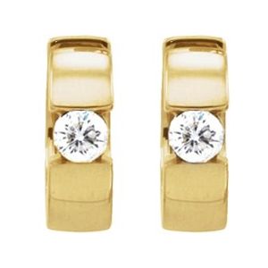 14K Yellow Gold 1/2 CTW Natural Diamond Hinged Hoop Earrings – image 2