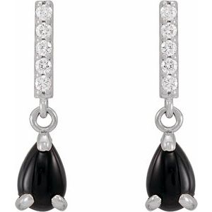 Platinum Natural Black Onyx & .08 CTW Natural Diamond Earrings – image 2