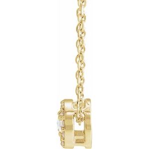 14K Yellow Gold 1/5 CTW Rose-Cut Natural Diamond Halo-Style 16-18" Necklace