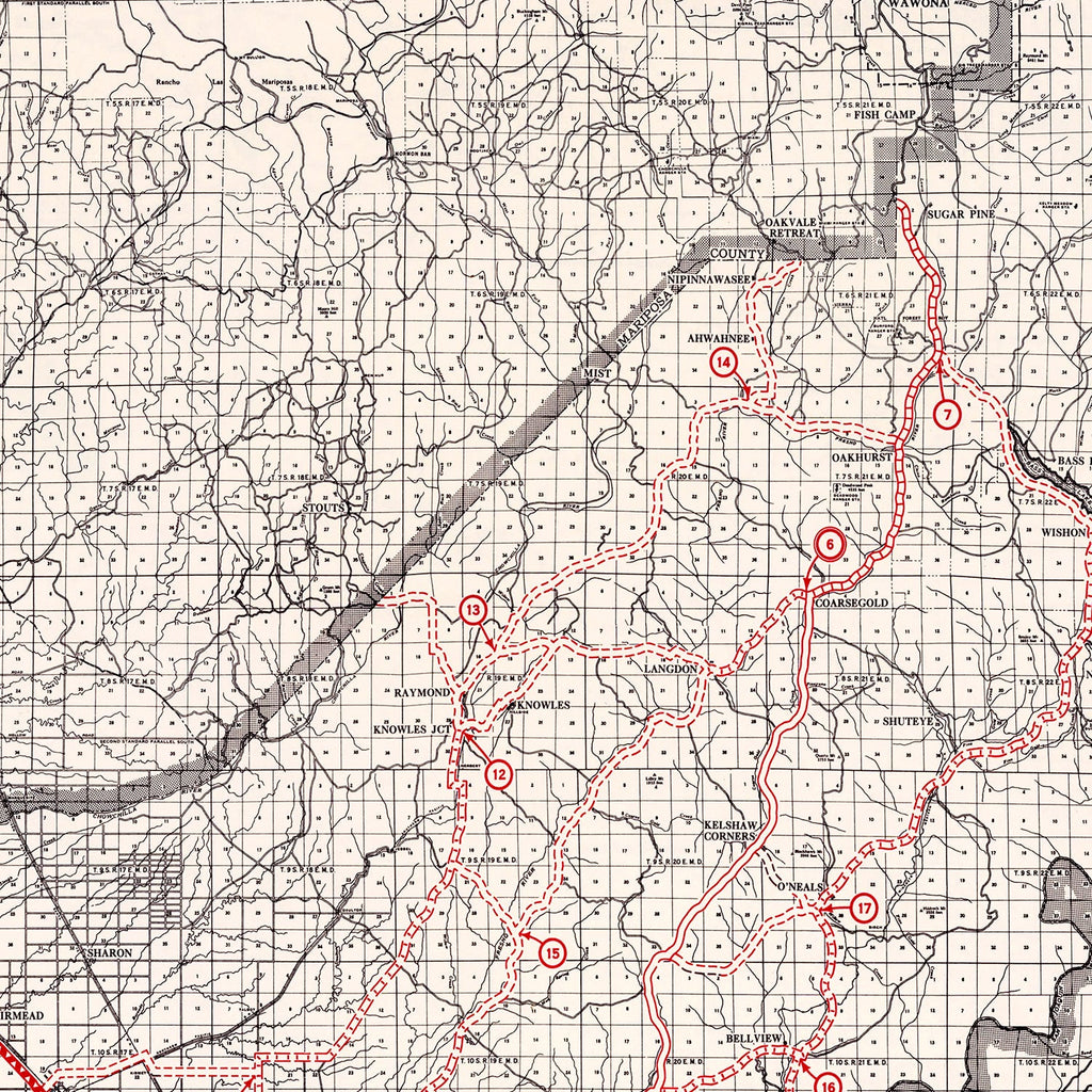 Vintage Map of Madera County, California 1935