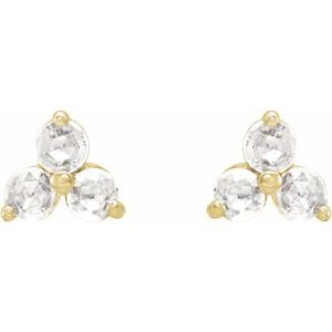 14K Yellow Gold .05 CTW Rose-Cut Natural Diamond Three-Stone Earrings