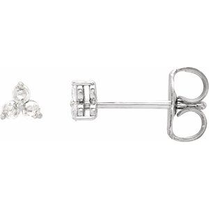 14K White Gold .05 CTW Rose-Cut Natural Diamond Three-Stone Earrings