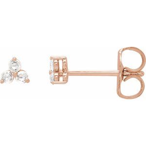 14K Rose Gold .05 CTW Rose-Cut Natural Diamond Three-Stone Earrings