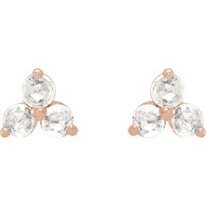 14K Rose Gold 1/4 CTW Natural Diamond Three-Stone Earrings – image 2