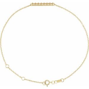 14K Yellow Gold 2 mm Round Accented Bar Bracelet Mounting