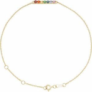 14K Yellow Gold Natural Multi-Gemstone Bar 6 1/2-7 1/2" Bracelet