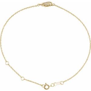 14K Yellow Gold .015 CTW Natural Diamond Angel Wing 6 1/2-7 1/2" Bracelet