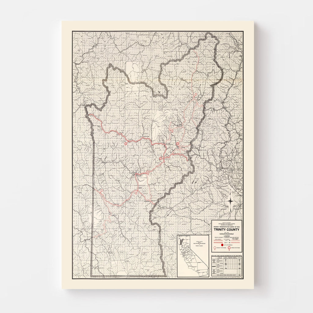 Vintage Map of Trinity County, California 1935