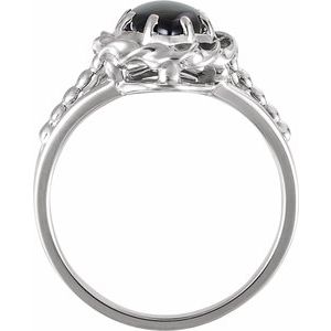 14K White Gold Natural Onyx Rope Ring