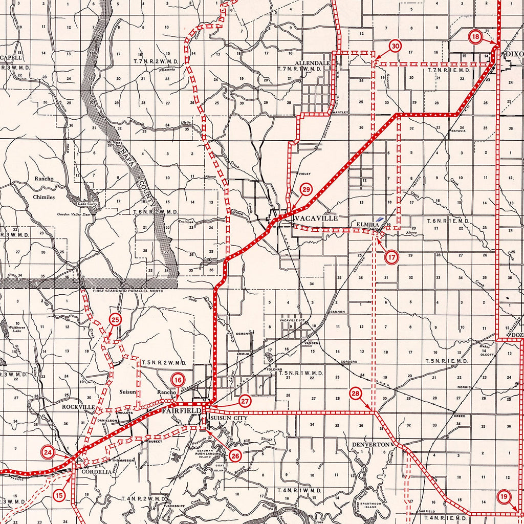 Vintage Map of Solano County, California 1935