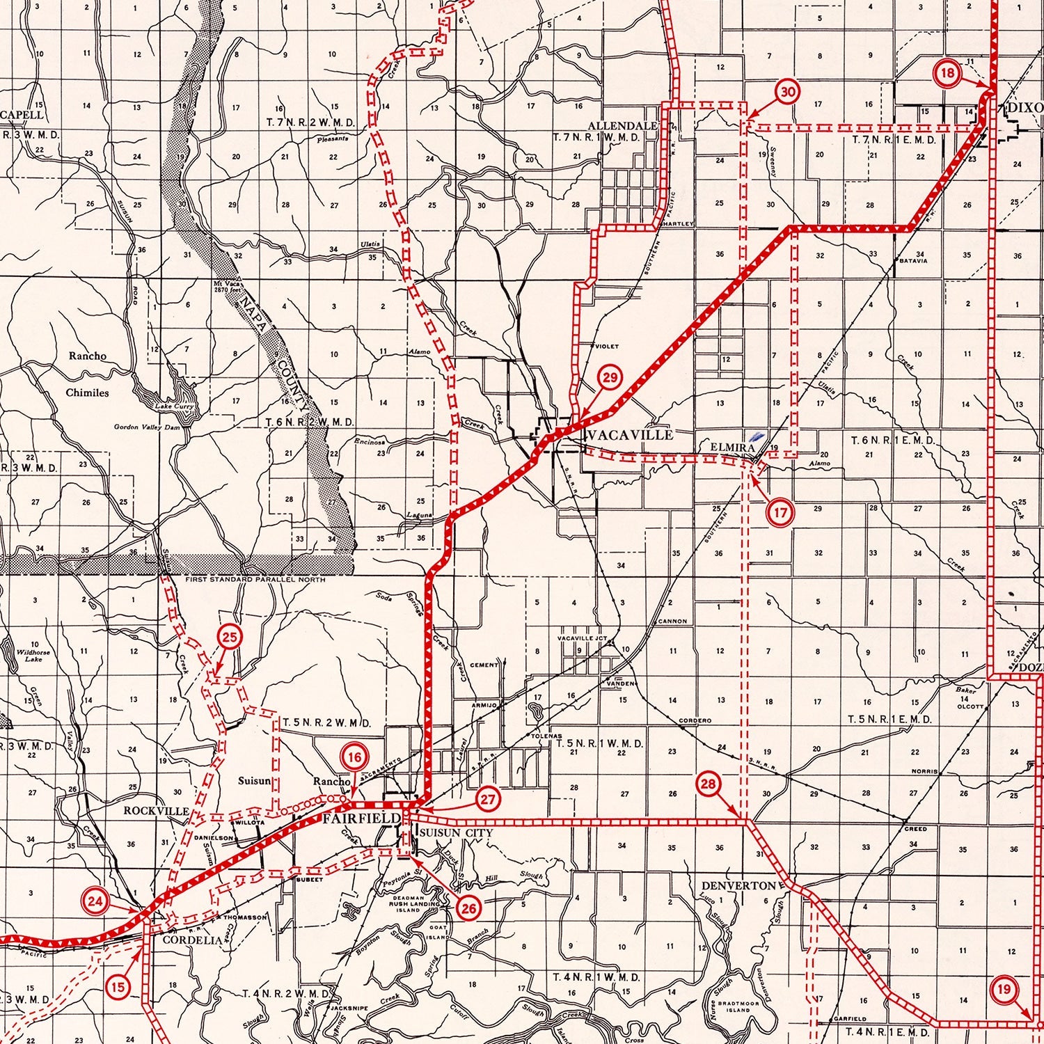 Vintage Map of Solano County, California 1935