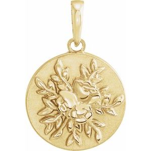 14K Yellow Floral Pendant