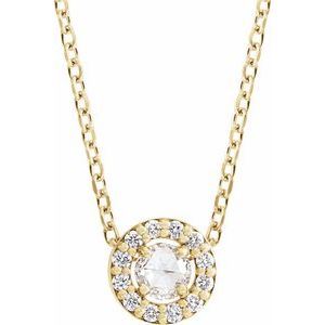 14K Yellow Gold 3/8 CTW Rose-Cut Natural Diamond Halo-Style 16-18" Necklace