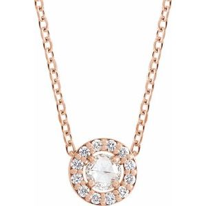 14K Rose Gold 1/5 CTW Rose-Cut Natural Diamond Halo-Style 16-18" Necklace