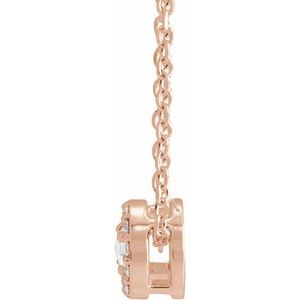 14K Rose Gold 3/8 CTW Rose-Cut Natural Diamond Halo-Style 16-18" Necklace