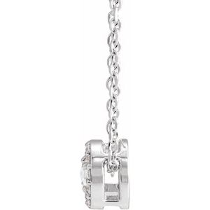 14K White Gold 1/8 CTW Rose-Cut Natural Diamond Halo-Style 16-18" Necklace