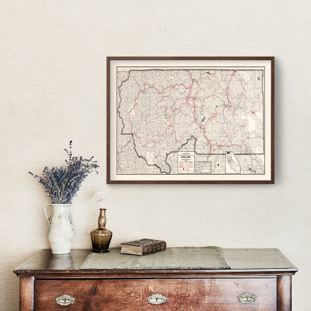 Vintage Map of Siskiyou County, California 1935