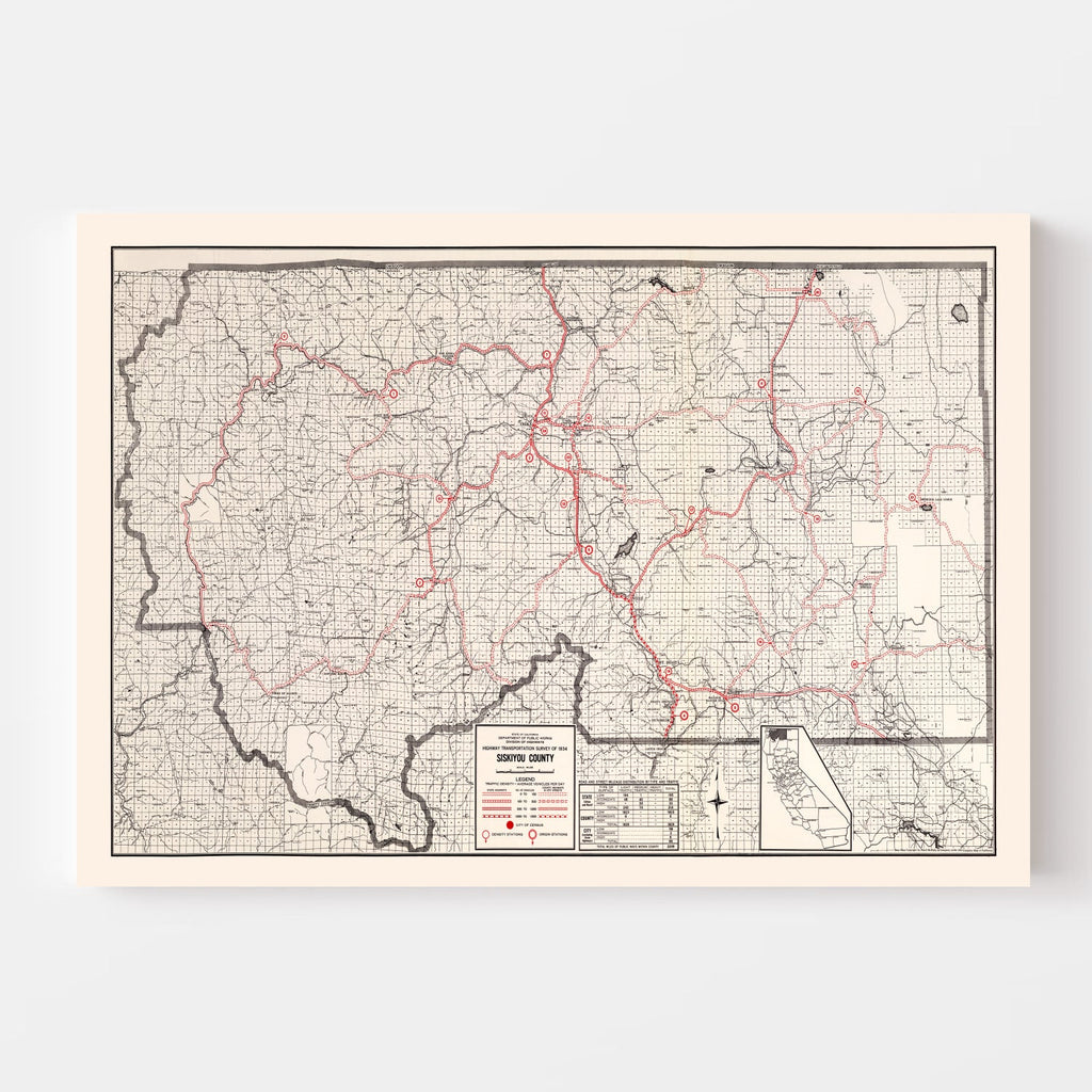 Vintage Map of Siskiyou County, California 1935