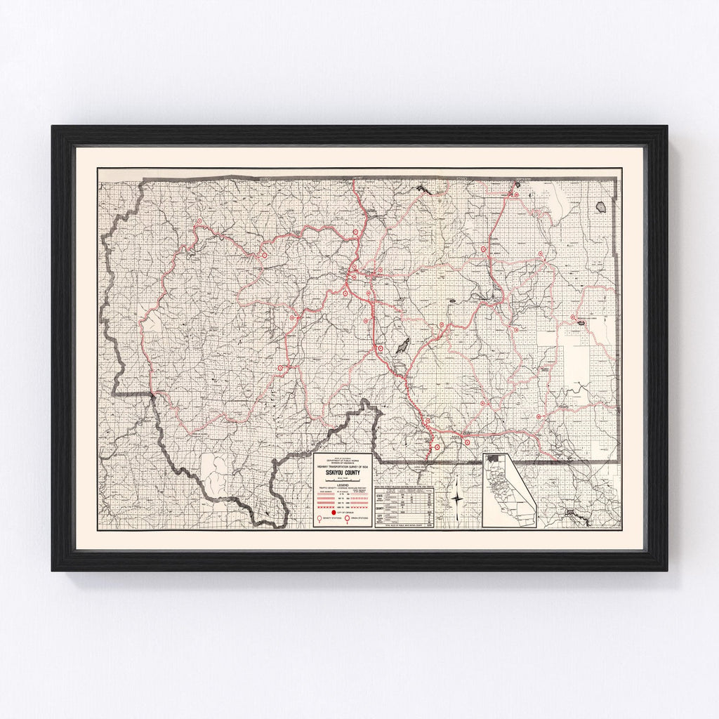 Vintage Map of Siskiyou County, California 1935