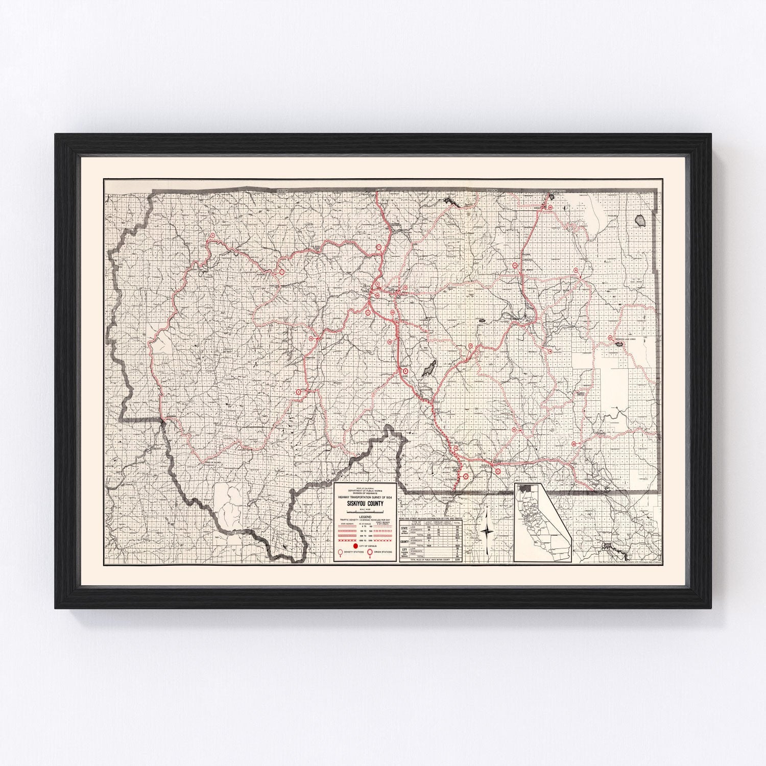 Vintage Map of Siskiyou County, California 1935