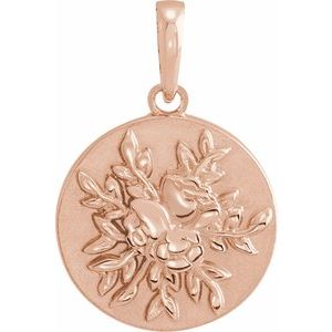 14K Rose Floral Pendant