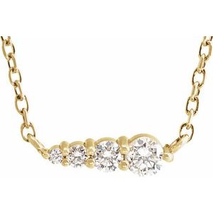 14K Yellow Gold 1/10 CTW Natural Diamond Graduated 16" Necklace