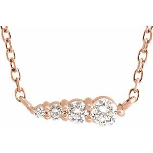 14K Rose Gold 1/10 CTW Natural Diamond Graduated 16" Necklace