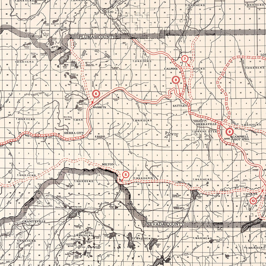 Vintage Map of Sierra County, California 1935