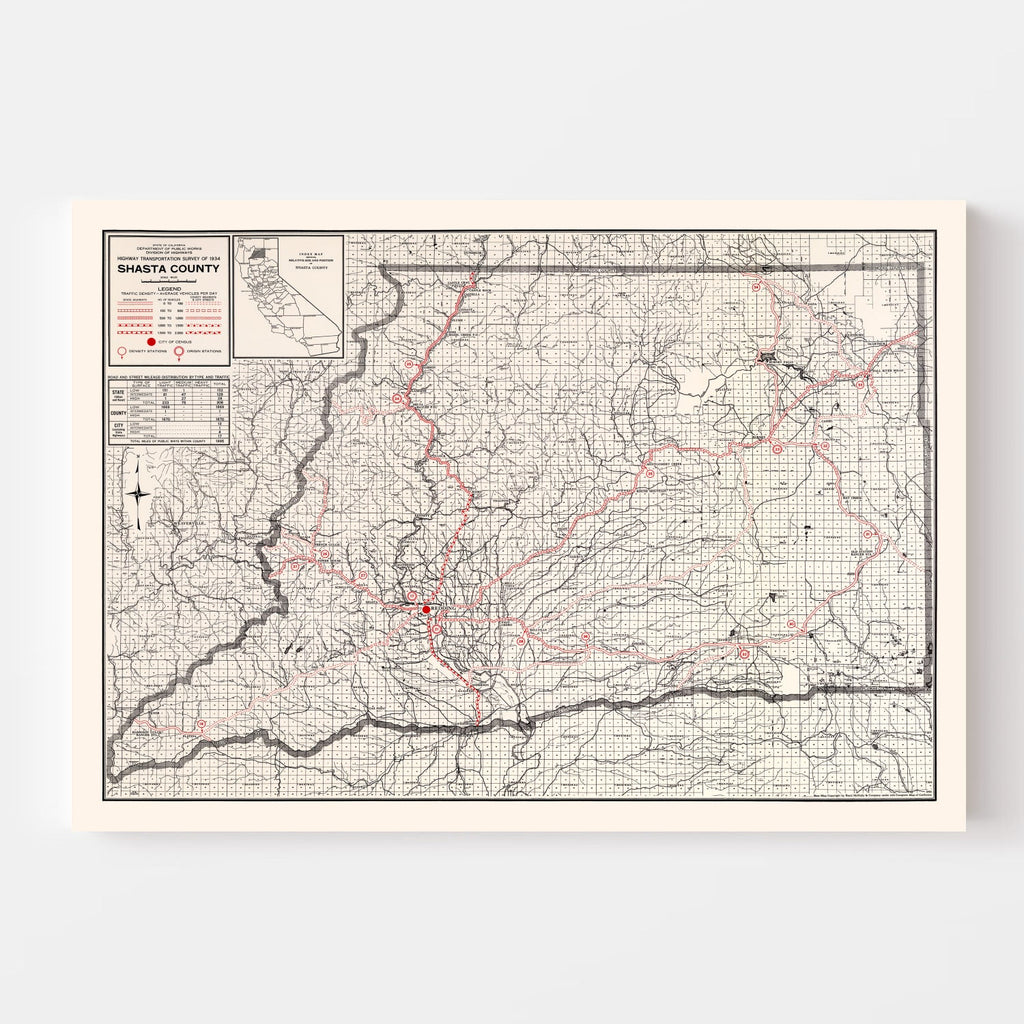 Vintage Map of Shasta County, California 1935