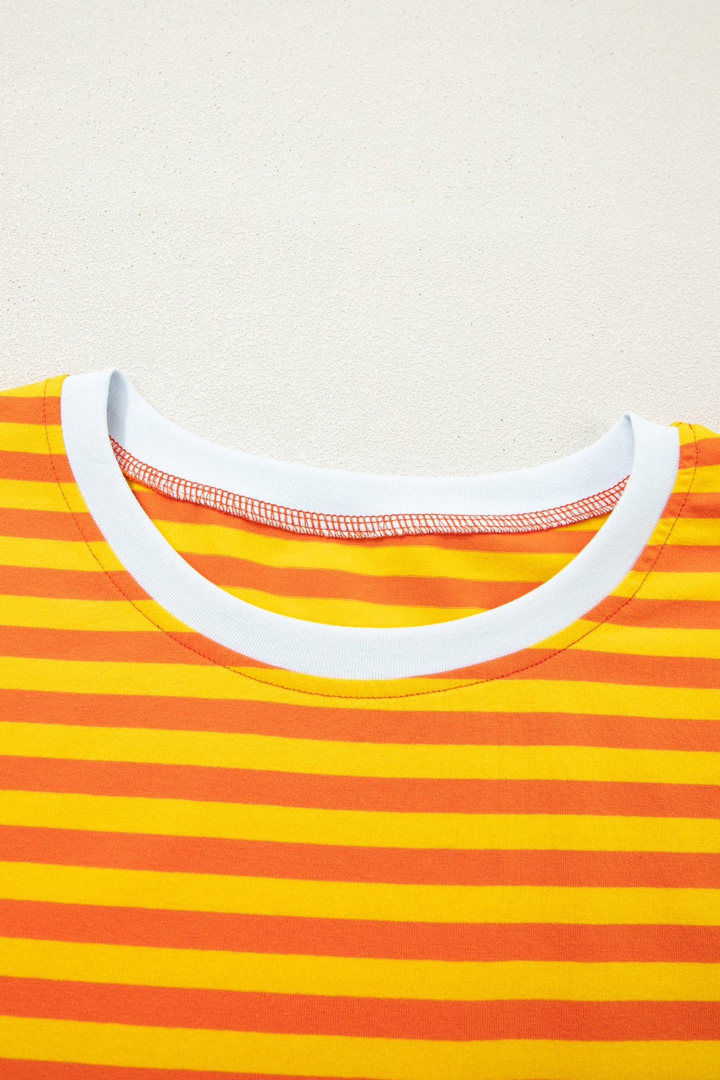 Stripe Contrast Crew Neck Drop Shoulder Tee